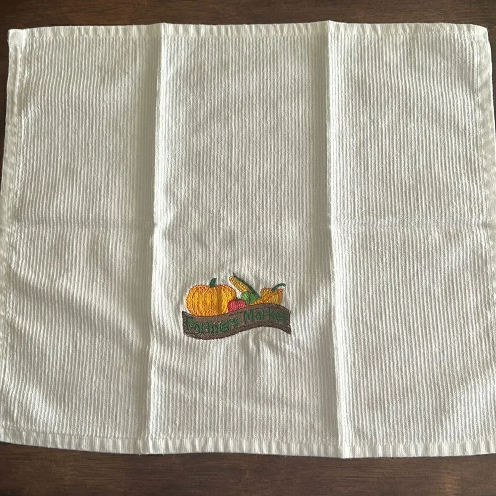 White Cotton Farmers Market Sign Vegetables Kitchen Bar-Mop 18” by 16”